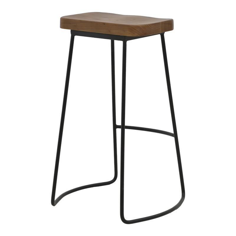 Bar stool Lamul pakoworld elm wood in walnut-black shade and metal 48x42x71cm