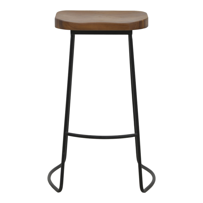 Bar stool Lamul elm wood in walnut-black shade and metal 48x42x71cm
