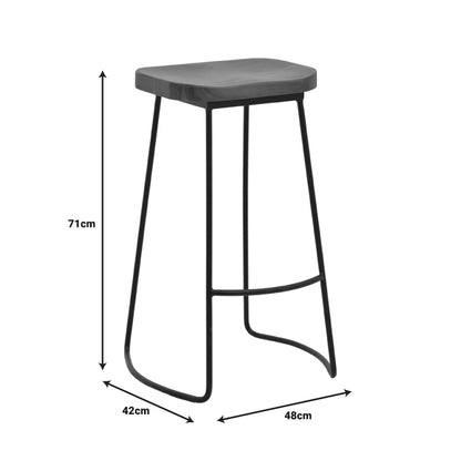 Bar stool Lamul pakoworld elm wood in walnut-black shade and metal 48x42x71cm