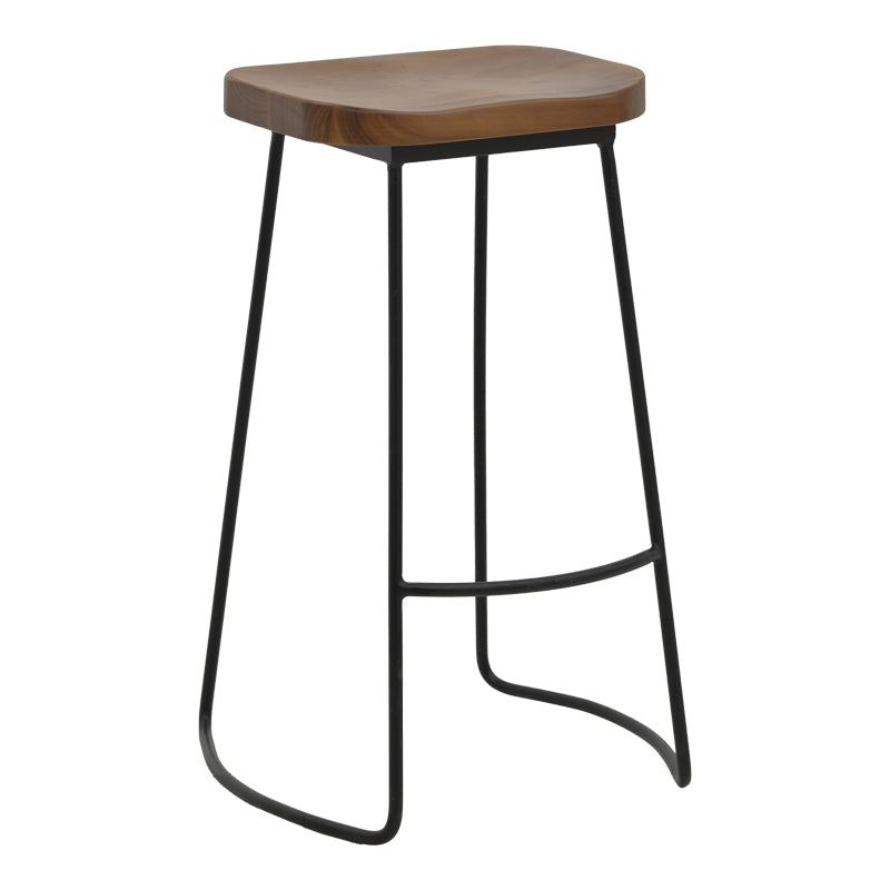 Bar stool Lamul elm wood in walnut-black shade and metal 48x42x71cm