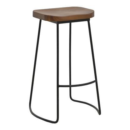 Bar stool Lamul elm wood in walnut-black shade and metal 48x42x71cm