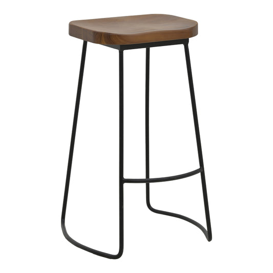 Bar stool Lamul elm wood in walnut-black shade and metal 48x42x71cm