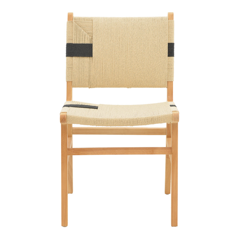 Julien chair pakoworld rubberwood and rope upholstery in natural-black color 61x54x85cm