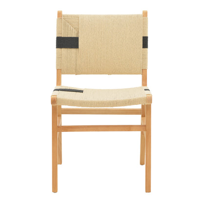 Julien chair pakoworld rubberwood and rope upholstery in natural-black color 61x54x85cm