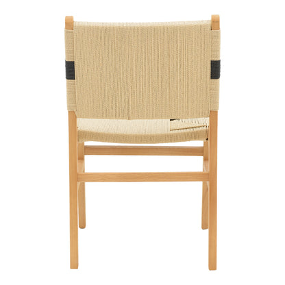Julien chair pakoworld rubberwood and rope upholstery in natural-black color 61x54x85cm