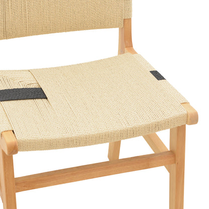 Julien chair pakoworld rubberwood and rope upholstery in natural-black color 61x54x85cm