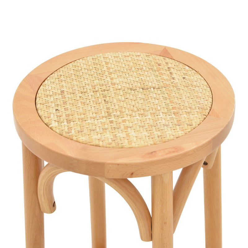 Bar stool Serzo pakoworld beech wood and rattan in natural color Φ36x71cm