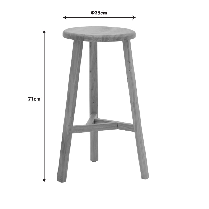 Bar stool Fabrio elm wood in natural shade Φ38x71cm