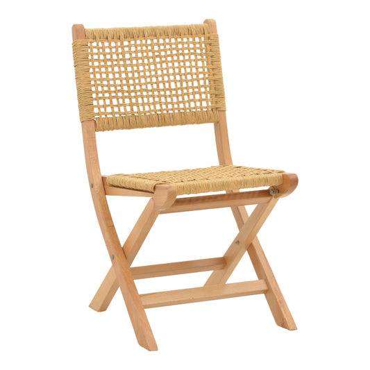 Folding chair Xianju pakoworld beech wood and rope in natural shade 47x58x85cm