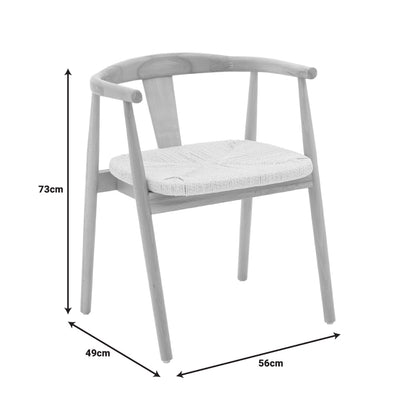 Gernine armchair solid beech wood and rope in natural shade 56x49x73cm
