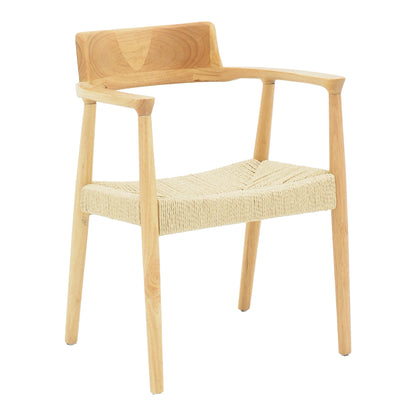 Jojene rubberwood and rope armchair in natural shade 58x54x79cm