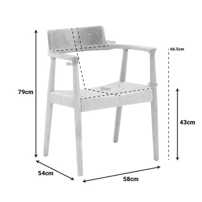Jojene rubberwood and rope armchair in natural shade 58x54x79cm
