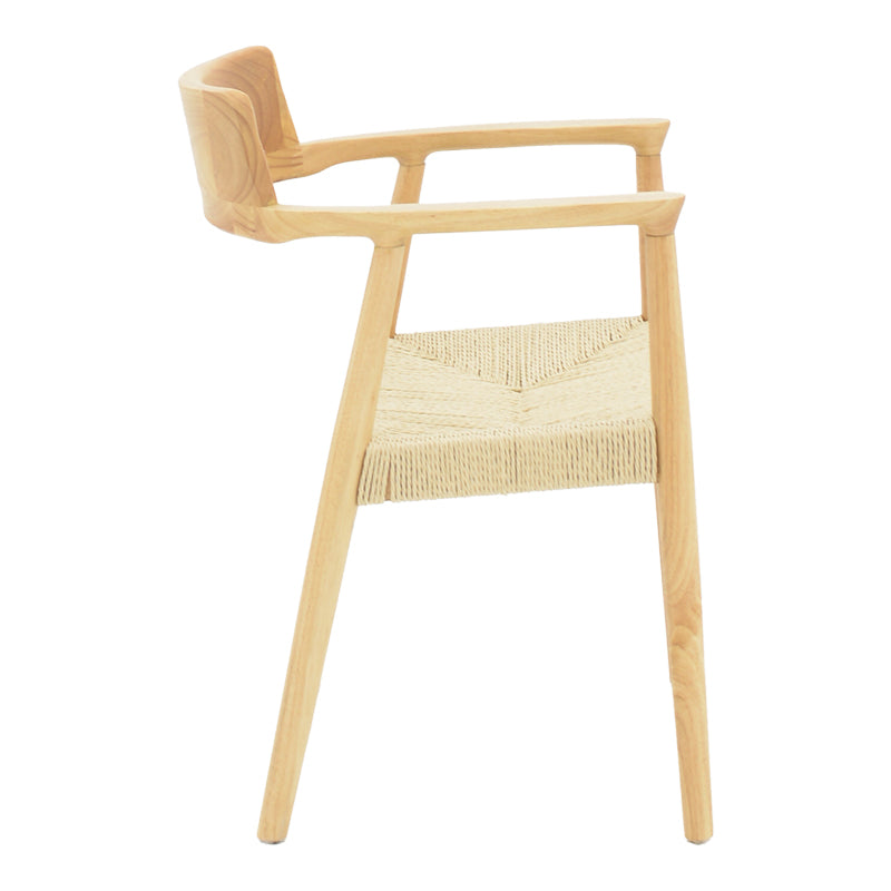 Jojene rubberwood and rope armchair in natural shade 58x54x79cm