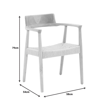 Jojene pakoworld rubberwood and rope chair in natural shade 58x54x79cm