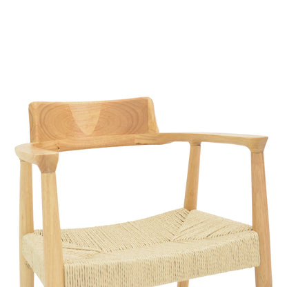 Jojene rubberwood and rope armchair in natural shade 58x54x79cm