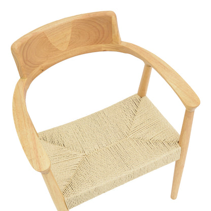 Jojene rubberwood and rope armchair in natural shade 58x54x79cm