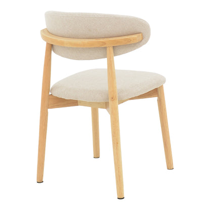 Ubene rubberwood and fabric chair in natural and beige shade 46x58x79cm