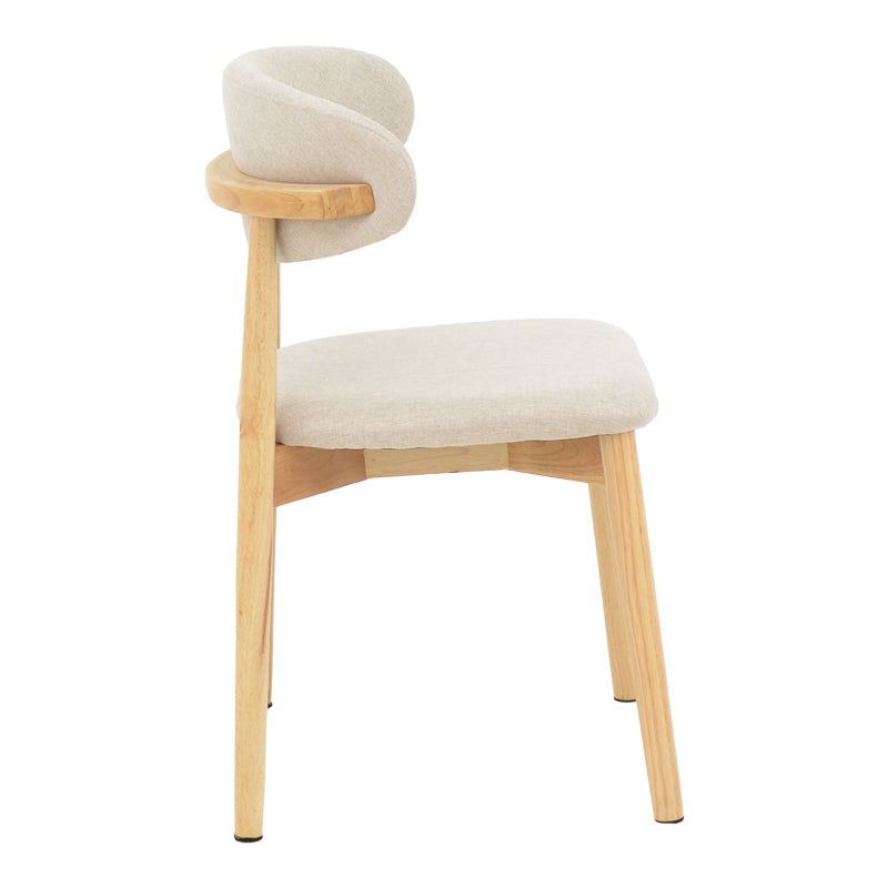 Ubene rubberwood and fabric chair in natural and beige shade 46x58x79cm