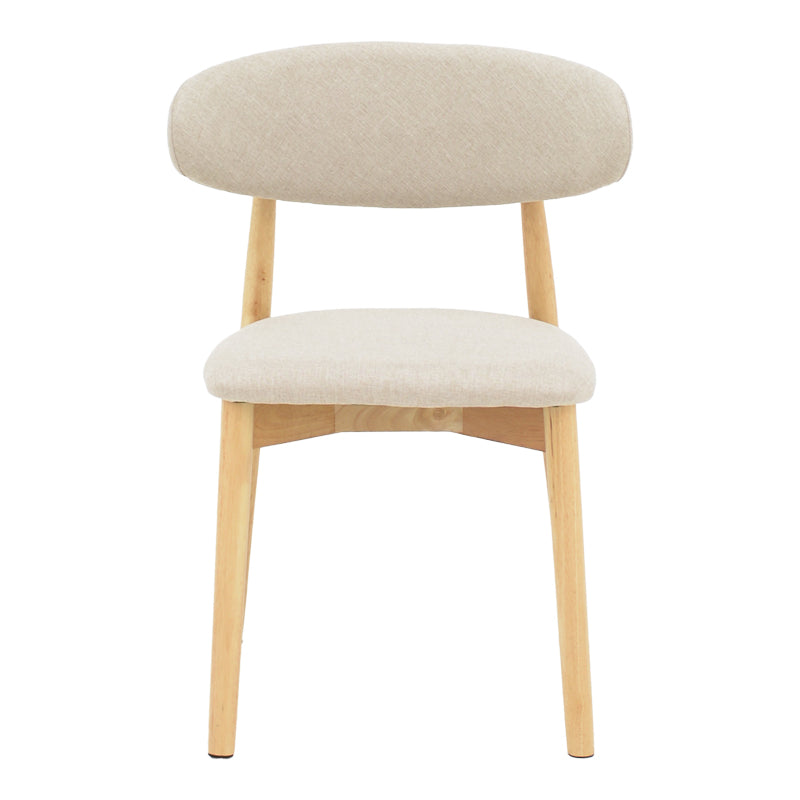 Ubene rubberwood and fabric chair in natural and beige shade 46x58x79cm