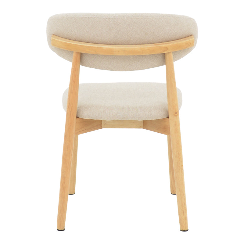 Ubene rubberwood and fabric chair in natural and beige shade 46x58x79cm
