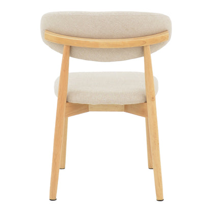 Ubene rubberwood and fabric chair in natural and beige shade 46x58x79cm