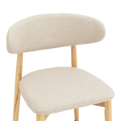 Ubene rubberwood and fabric chair in natural and beige shade 46x58x79cm