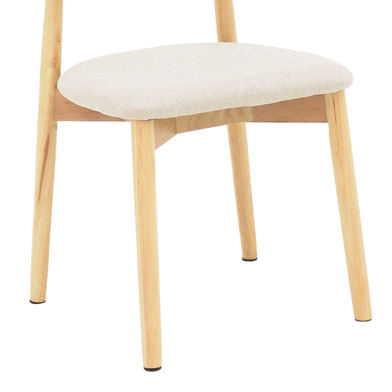 Ubene rubberwood and fabric chair in natural and beige shade 46x58x79cm
