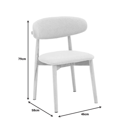 Ubene rubberwood and fabric chair in natural and beige shade 46x58x79cm