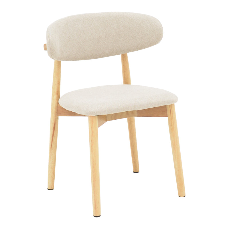 Ubene rubberwood and fabric chair in natural and beige shade 46x58x79cm
