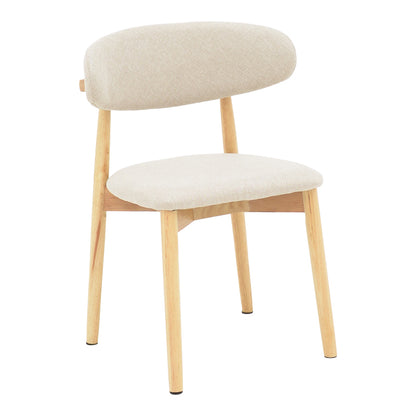 Ubene rubberwood and fabric chair in natural and beige shade 46x58x79cm