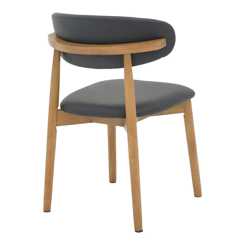 Ubene pakoworld rubberwood and pu chair in walnut and black shade 46x58x79cm