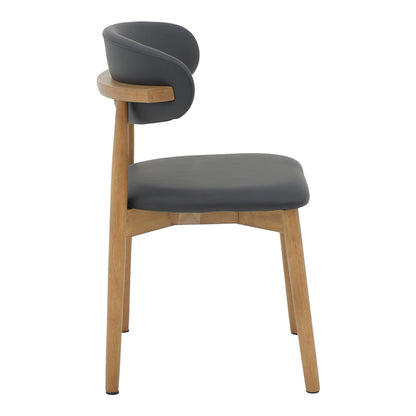 Ubene rubberwood and pu chair in walnut and black shade 46x58x79cm