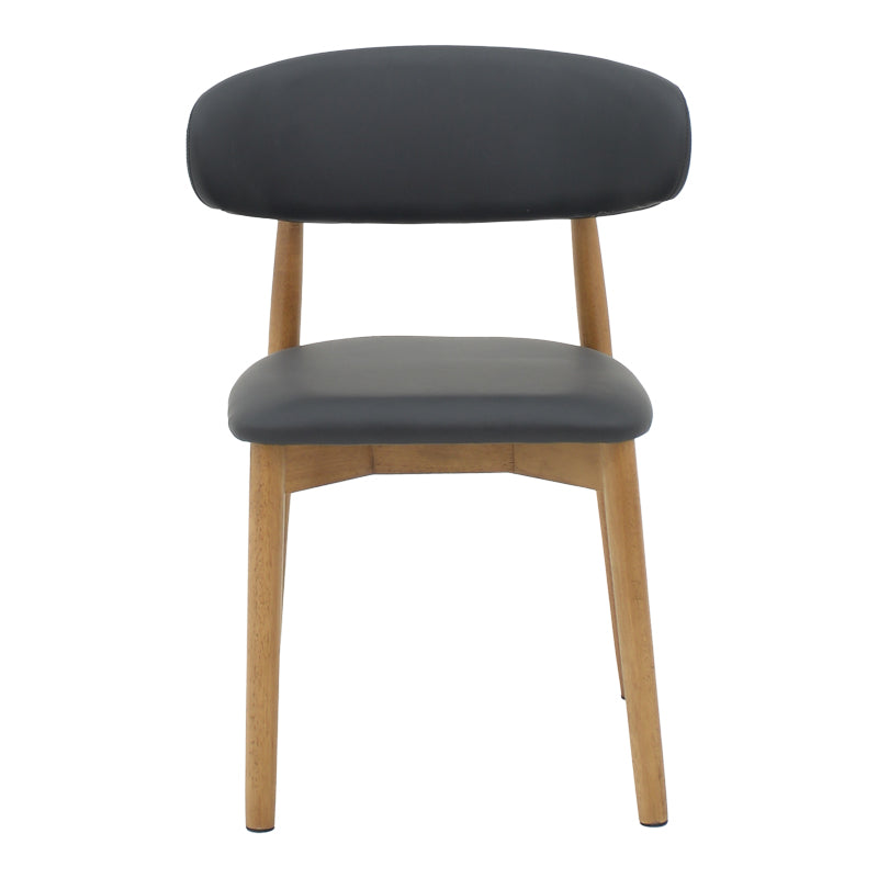 Ubene pakoworld rubberwood and pu chair in walnut and black shade 46x58x79cm