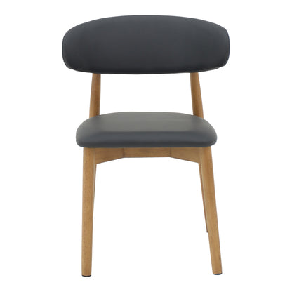 Ubene pakoworld rubberwood and pu chair in walnut and black shade 46x58x79cm