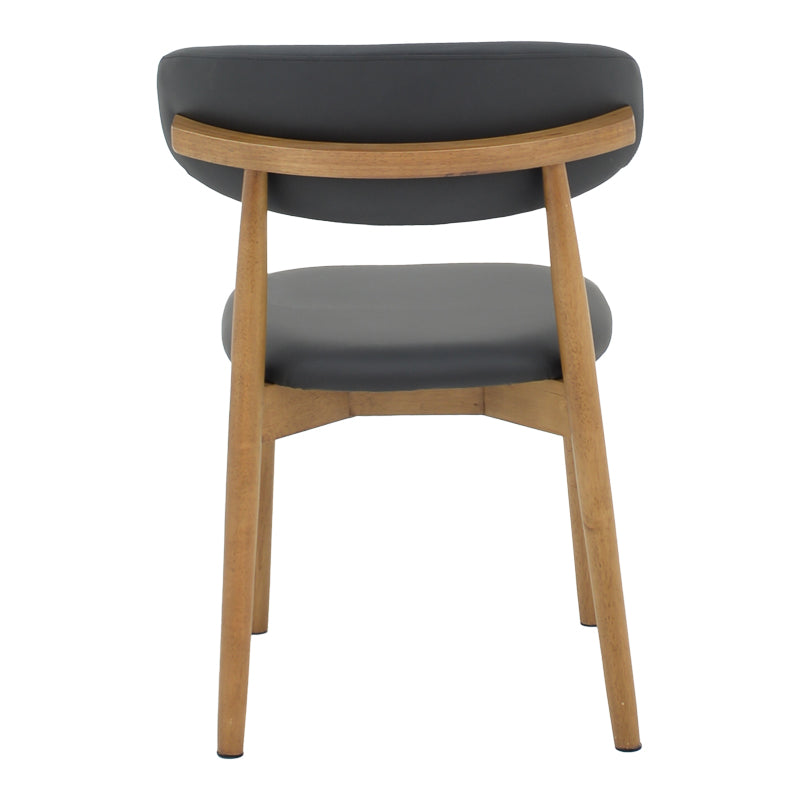 Ubene rubberwood and pu chair in walnut and black shade 46x58x79cm
