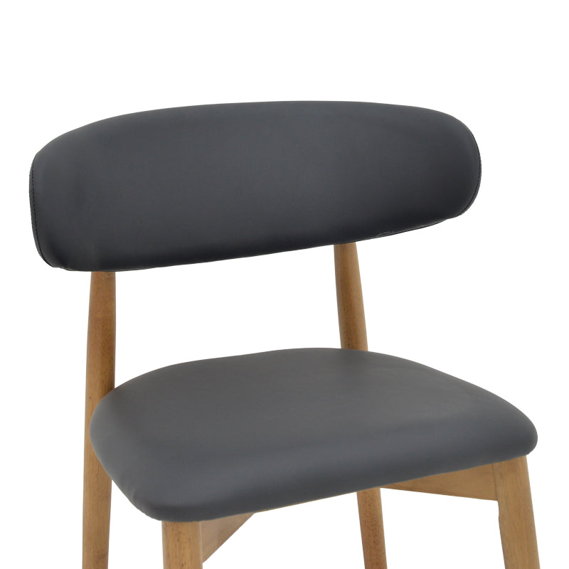 Ubene rubberwood and pu chair in walnut and black shade 46x58x79cm