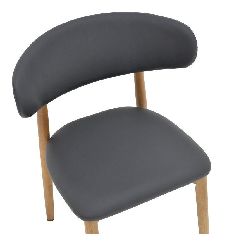 Ubene pakoworld rubberwood and pu chair in walnut and black shade 46x58x79cm