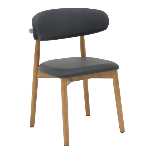 Ubene pakoworld rubberwood and pu chair in walnut and black shade 46x58x79cm