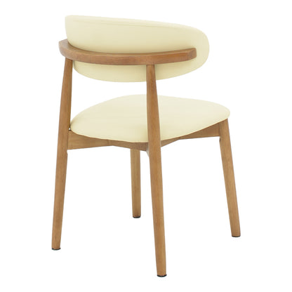 Ubene pakoworld rubberwood and pu chair in walnut and beige shade 46x58x79cm