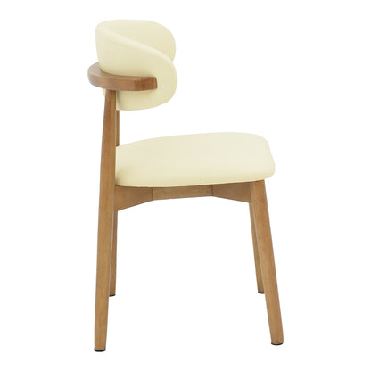 Ubene rubberwood and pu chair in walnut and beige shade 46x58x79cm