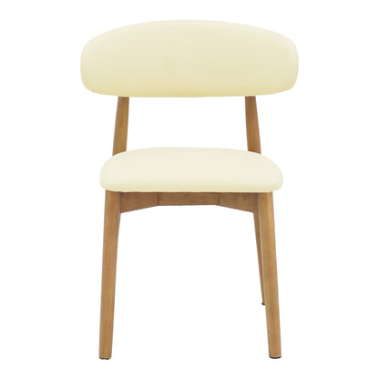 Ubene rubberwood and pu chair in walnut and beige shade 46x58x79cm