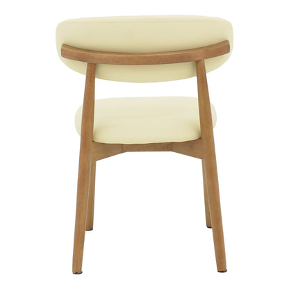 Ubene rubberwood and pu chair in walnut and beige shade 46x58x79cm