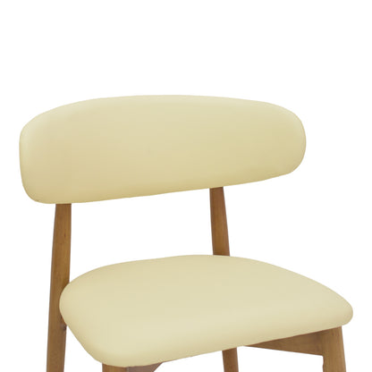 Ubene rubberwood and pu chair in walnut and beige shade 46x58x79cm