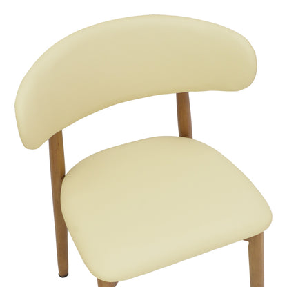 Ubene pakoworld rubberwood and pu chair in walnut and beige shade 46x58x79cm