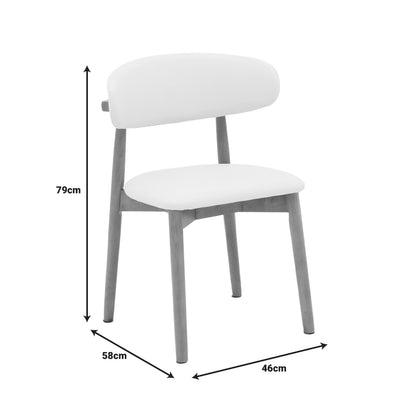 Ubene pakoworld rubberwood and pu chair in walnut and beige shade 46x58x79cm