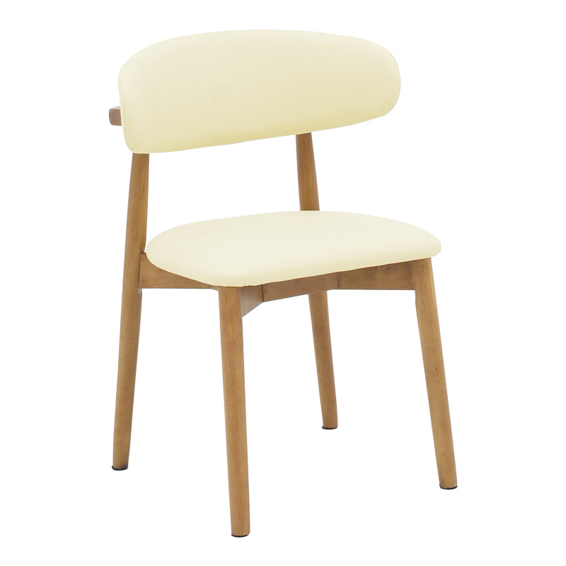Ubene rubberwood and pu chair in walnut and beige shade 46x58x79cm