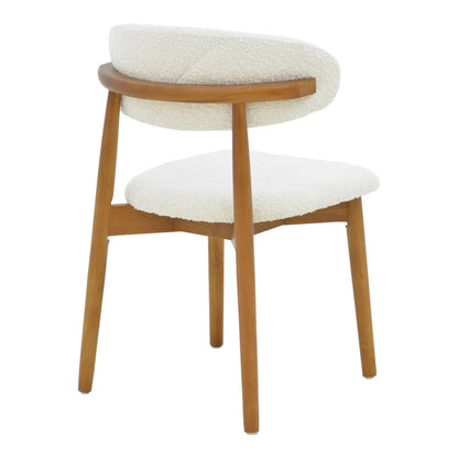 Ubene chair rubberwood in walnut-boucle fabric in white shade 51x56x79cm