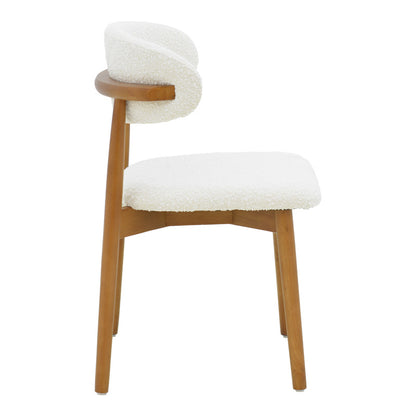 Ubene chair rubberwood in walnut-boucle fabric in white shade 51x56x79cm