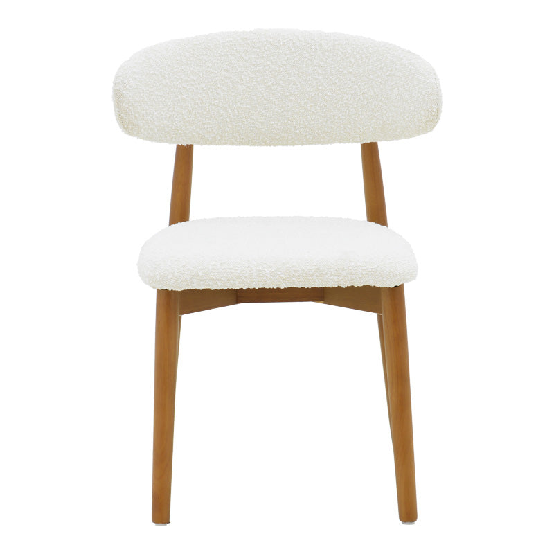 Ubene chair rubberwood in walnut-boucle fabric in white shade 51x56x79cm