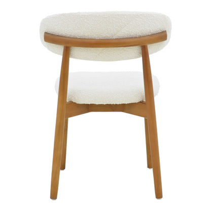Ubene chair rubberwood in walnut-boucle fabric in white shade 51x56x79cm
